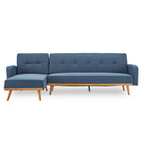 Sarantino 3-Seater Corner Sofa Bed with Chaise Lounge - Blue