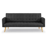 Sarantino 3 Seater Modular Linen Fabric Sofa Bed Couch - Black