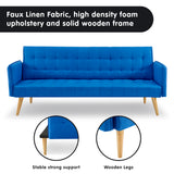 Sarantino 3 Seater Modular Linen Fabric Futon - Blue