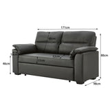 Sarantino Faux Leather Sofa Bed Couch Lounge - Black