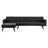 Sarantino 3-Seater Corner Wooden Sofa Bed Lounge Chaise Sofa Black