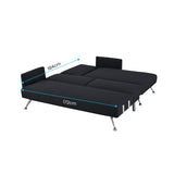 Sarantino  Mia 3-Seater Sofa Bed with Chaise & 3 Pillows - Black