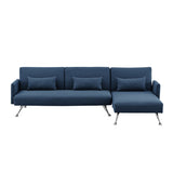 Sarantino Mia 3-Seater Sofa Bed with Chaise & 3 Pillows - Blue