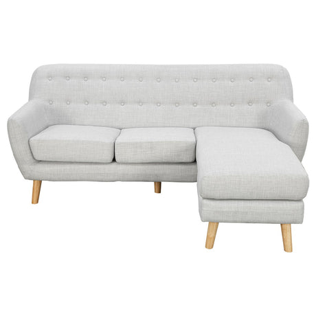 Ember Linen Corner Wooden Sofa Lounge L-shaped with Left Chaise Light Grey