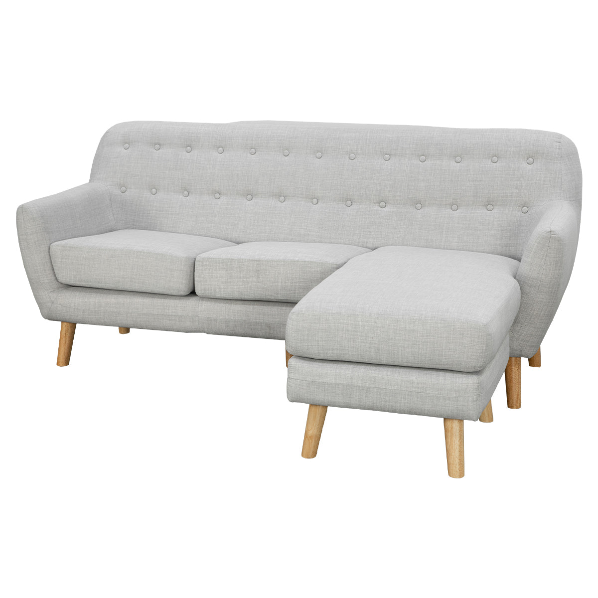 Ember Linen Corner Wooden Sofa Lounge L-shaped with Left Chaise Light Grey