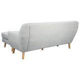 Ember Linen Corner Wooden Sofa Lounge L-shaped with Left Chaise Light Grey