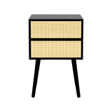 Sarantino Ivan Bedside Table Night Stand - Black/natural