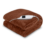 Laura Hill Heated Electric Blanket Throw Coral Warm Fleece Brown