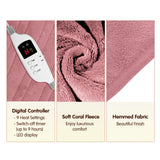 Laura Hill Heated Electric Blanket Throw Coral Warm Fleece Pink