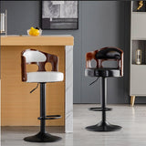 BS5105-BLACKBar Stools Kitchen Bar Stool Leather Barstools Swivel Gas Lift Counter Chairs- White