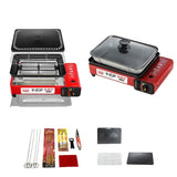 Portable Gas Stove Burner Butane BBQ Camping Gas Cooker With Non Stick Plate Red without Fish Pan and Lid