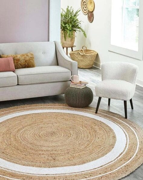 Ember Jute Round Rug | Decorative Floor 120 cm Rug