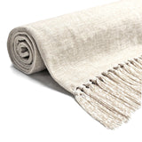 Acrylic Chenille Tassel Knitted Blanket Bed Sofa Throw 150 x 200 cm (White)