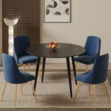 5Pc Blue Velvet Bistro Dining Set