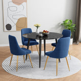 5Pc Blue Velvet Bistro Dining Set