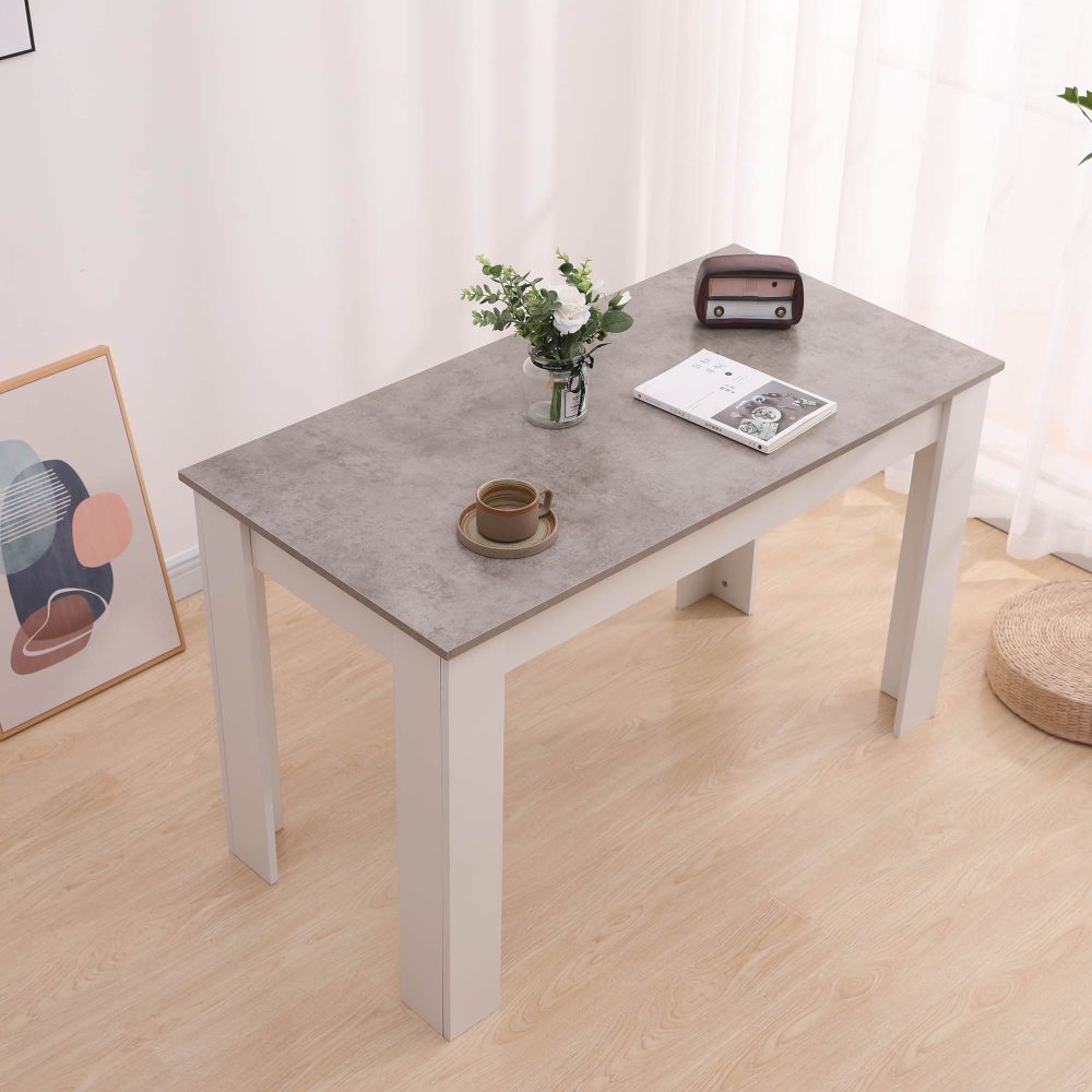 Dining Table Rectangular Wooden 120M-Grey&amp;White