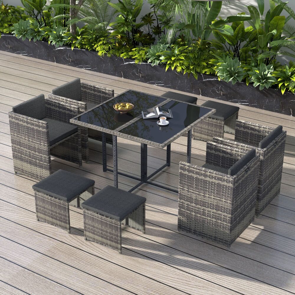 Horrocks 8 Seater Outdoor Dining Set-Grey