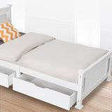 2 x Wooden Bed Frame Storage Trundle Drawers-White