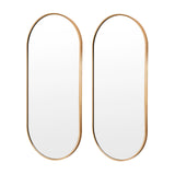 2 Set Ember Gold Wall Mirror Oval Aluminium Frame Makeup Décor Bathroom Vanity 45x100cm