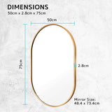 La Bella Gold Wall Mirror Oval Aluminum Frame Makeup Decor Bathroom Vanity 50x75cm