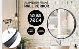 La Bella Black Wall Mirror Round Aluminum Frame Makeup Decor Bathroom Vanity 70cm