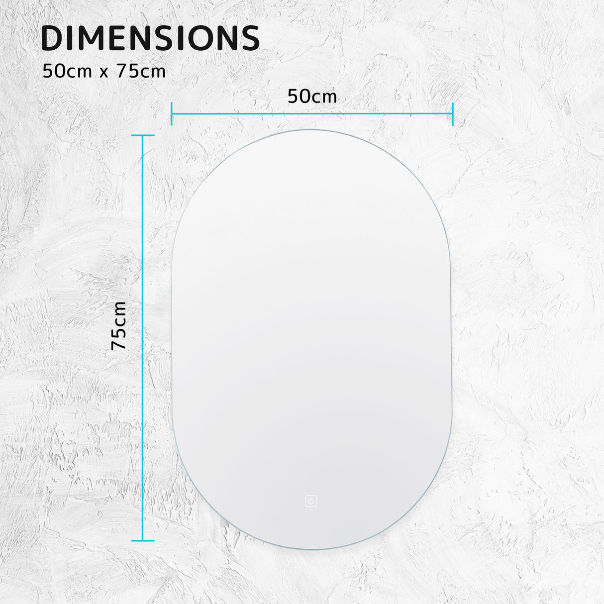 La Bella LED Wall Mirror Oval Touch Anti-Fog Makeup Decor Bathroom Vanity 50x75cm