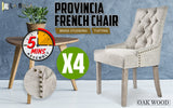 La Bella 4 Set Cream French Provincial Dining Chair Amour Oak Leg