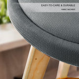 La Bella 4 Set 72cm Grey Wooden Bar Stool Leila Fabric