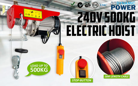 Dynamic Power Electric Hoist Remote Chain Lift 240V 1020w 250/500KG