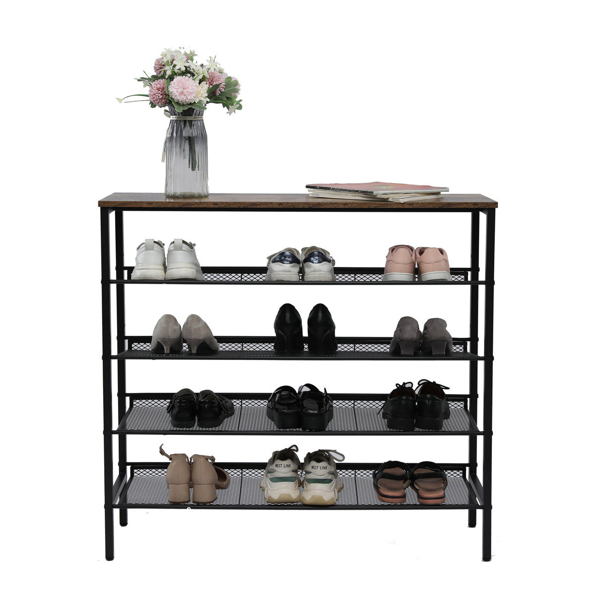 YES4HOMES 5-Tier Medium Shoe Rack Shelf Stand Flat & Slant Adjustable Storage Organizer