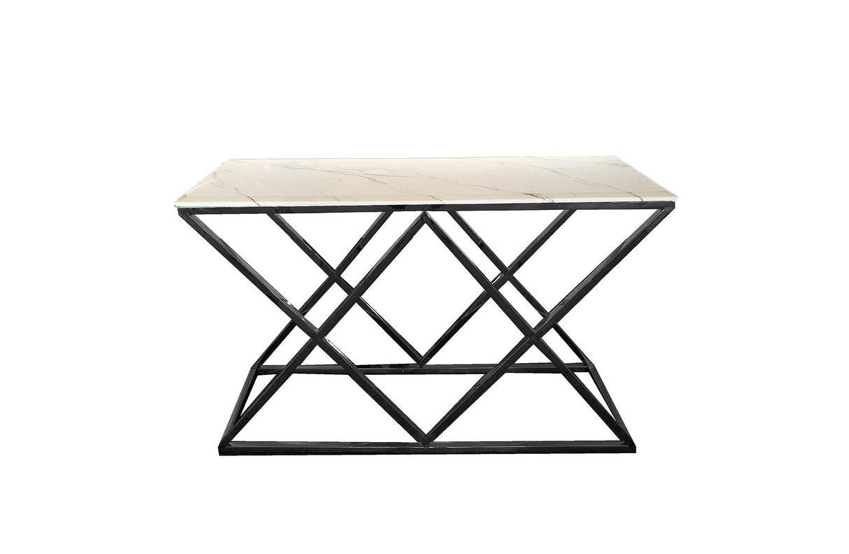 Alsea - Black Console Table With White Marble Top