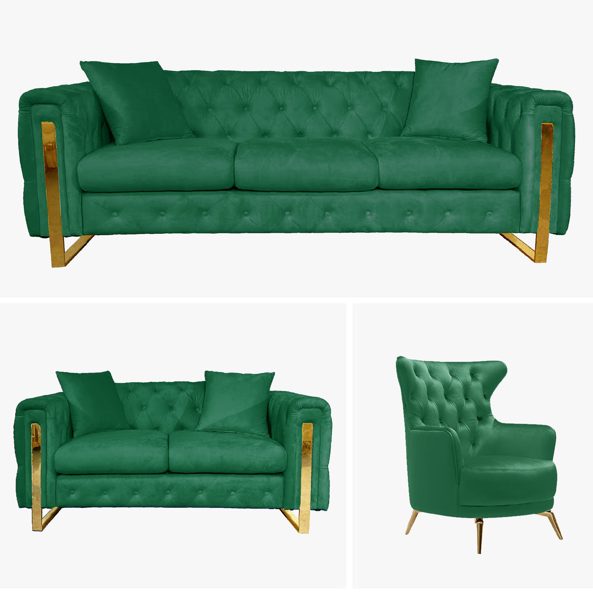 Madeline Range - Green Velvet - Gold Trims