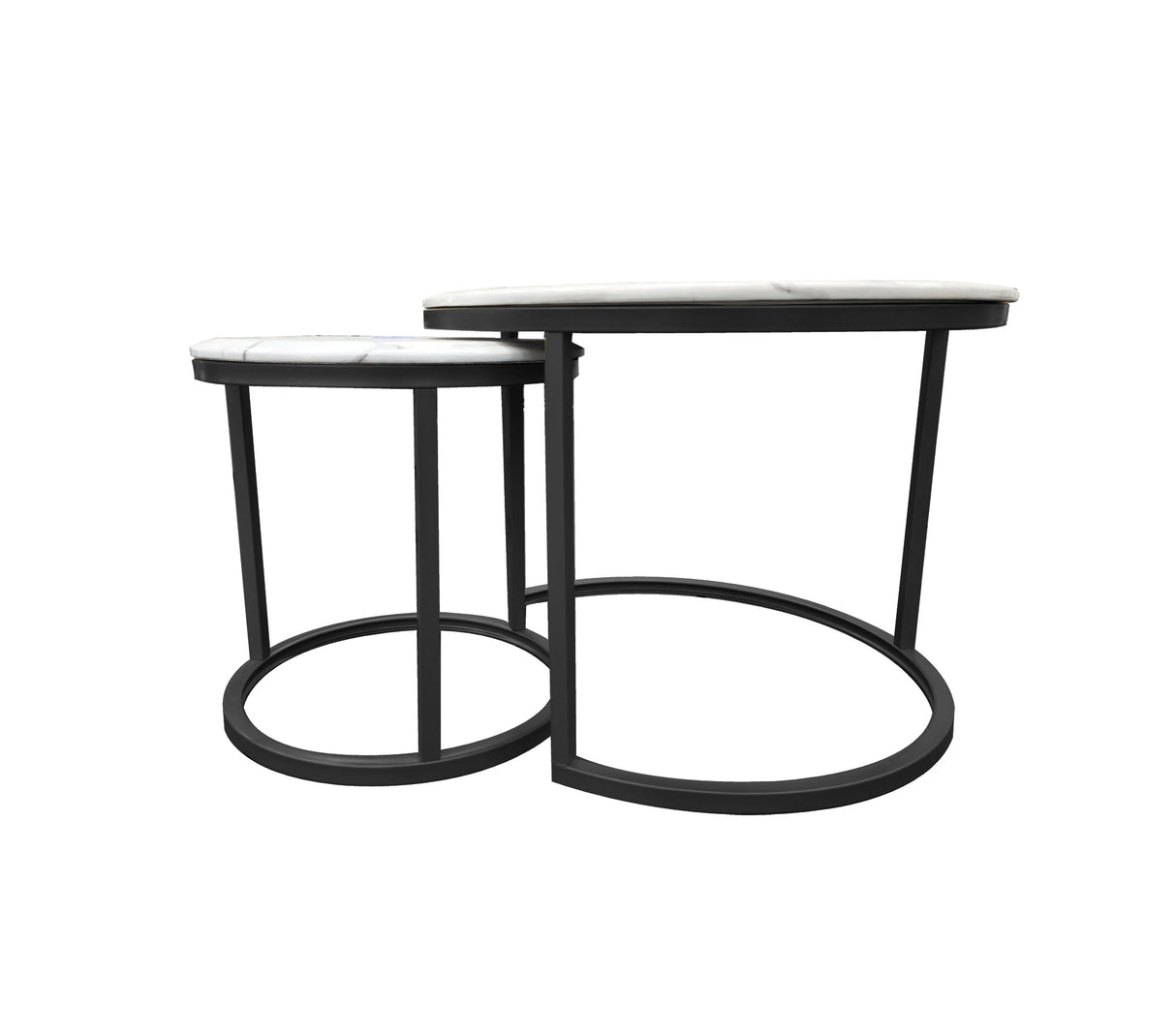 Ember Nesting style Coffee Table - White on Black - 60cm/40cm