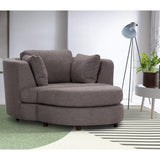 Sunshine Single Sofa Chair Fabric Swivel Ottoman - Grey