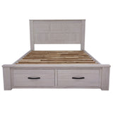 Foxglove Bed Frame Double Size Wood Mattress Base With Storage Drawers - White