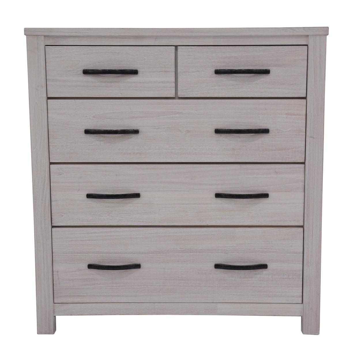 Foxglove Tallboy 5 Chest of Drawers Solid Ash Wood Bed Storage Cabinet - White