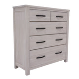 Foxglove Tallboy 5 Chest of Drawers Solid Ash Wood Bed Storage Cabinet - White