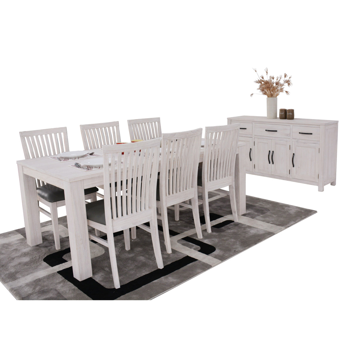 Foxglove PU Seat Dining Chair Set of 2 Solid Ash Wood Dining Furniture - White