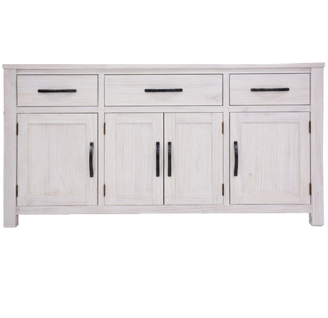 Foxglove Buffet Table 158cm 4 Door 3 Drawer Solid Mt Ash Timber Wood - White