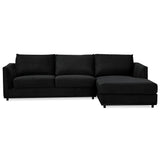 Kennedi 2 Seater Velvet Fabric Corner Sofa Lounge RHF Chaise - Black