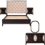 Scarlet 5pc King Bed Frame Bedroom Suite Timber Bedside Dresser Mirror Package