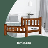 Umber Bed Frame Queen Size Base Solid Pine Timber Wood - Dark Brown