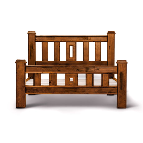 Umber Bed Frame Queen Size Base Solid Pine Timber Wood - Dark Brown