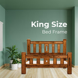 Umber Bed Frame King Size Base Solid Pine Timber Wood - Dark Brown