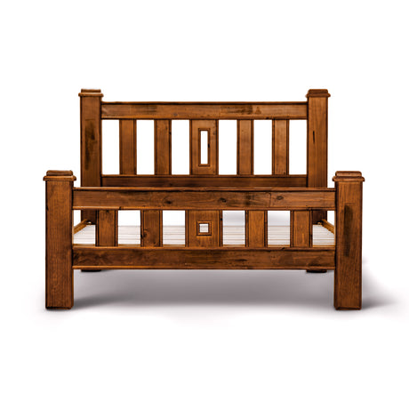 Umber Bed Frame King Size Base Solid Pine Timber Wood - Dark Brown