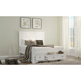 Celosia King Size Bed Frame Timber Mattress Base With Storage Drawers - White