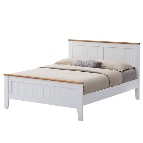 Lobelia Bed Frame Double Size Base Solid Rubber Timber Wood - White