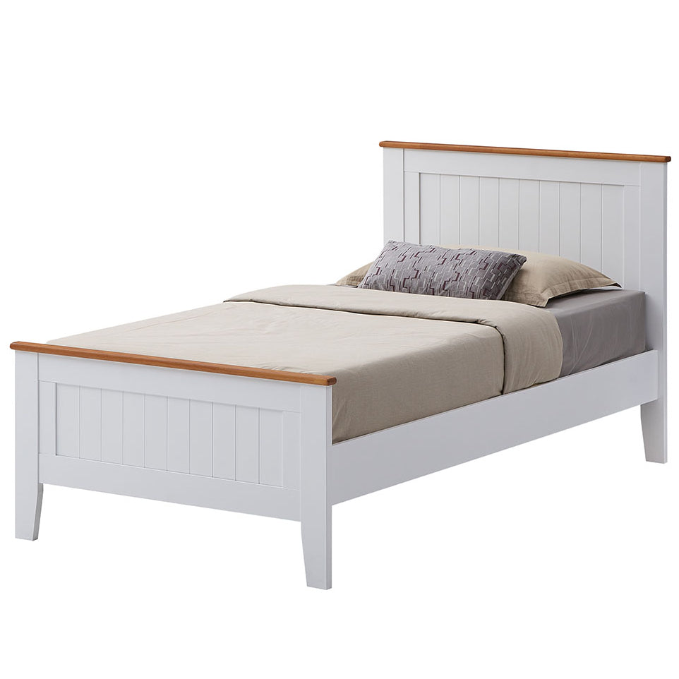 Lobelia Bed Frame King Single Size Base Solid Rubber Timber Wood -White