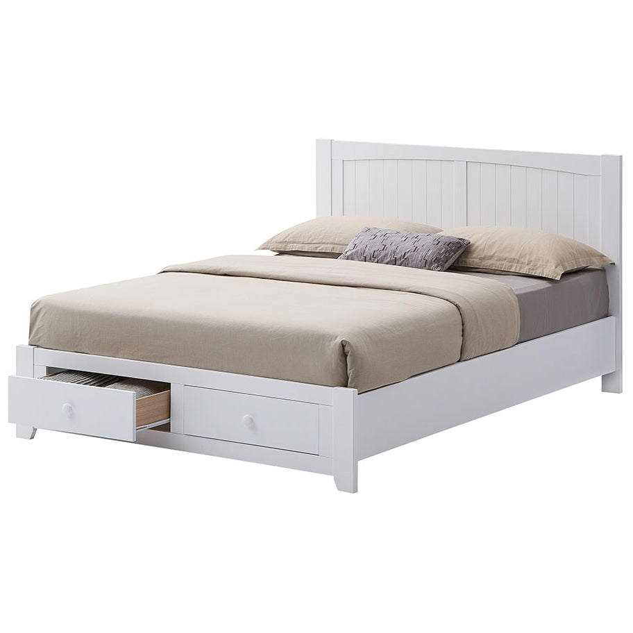 Wisteria Bed Frame Queen Size Base Storage Drawer Timber Wood - White