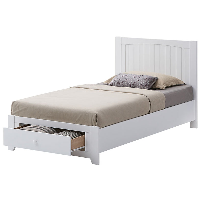 Wisteria Bed Frame King Single Size Base Storage Drawer Timber Wood-WHT